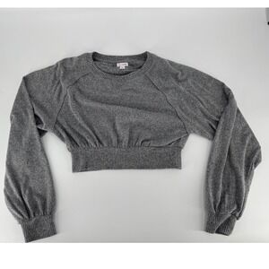 Flirtitude ACTIVE Grey Heathered Cropped Sweatshirt Long Sleeve Size M